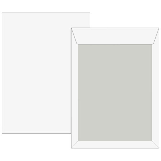 Kuvert med baksida av papp | 176×250 mm, B5, 120 g/m², vit, 5 styck