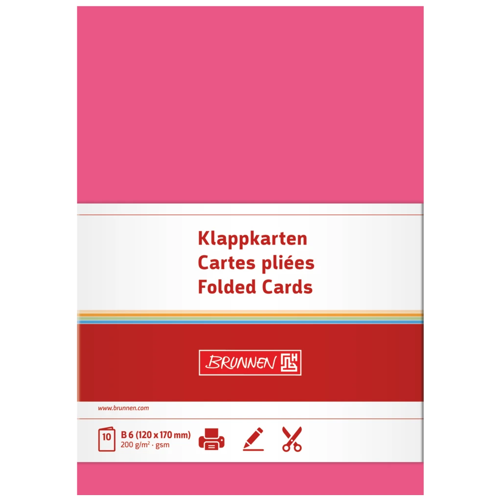 Vikbara kort Universellt papper | B6, 200 g/m², fuchsia, 10 styck