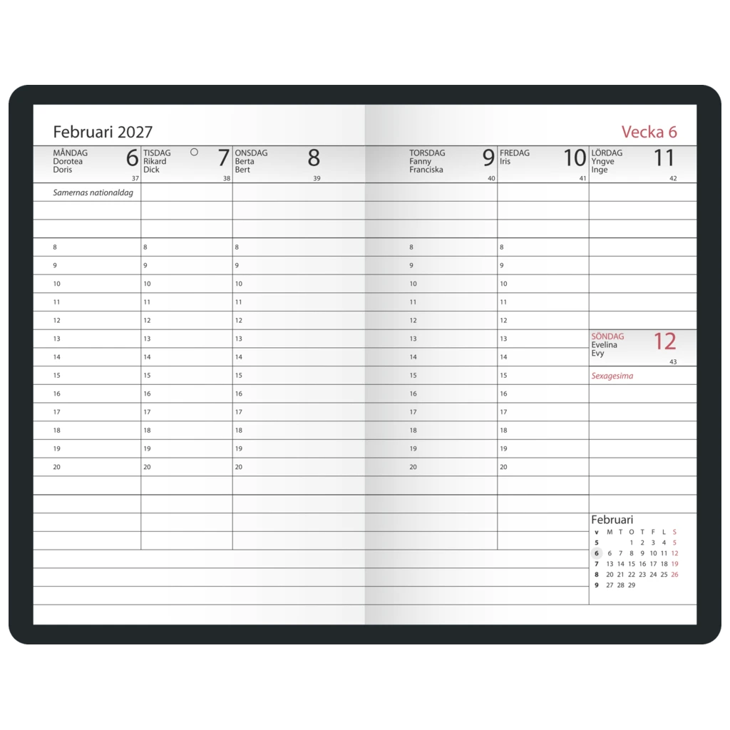 Fickkalender Lilla Executive 2027 | 7,2×10,2 cm, plast, svart