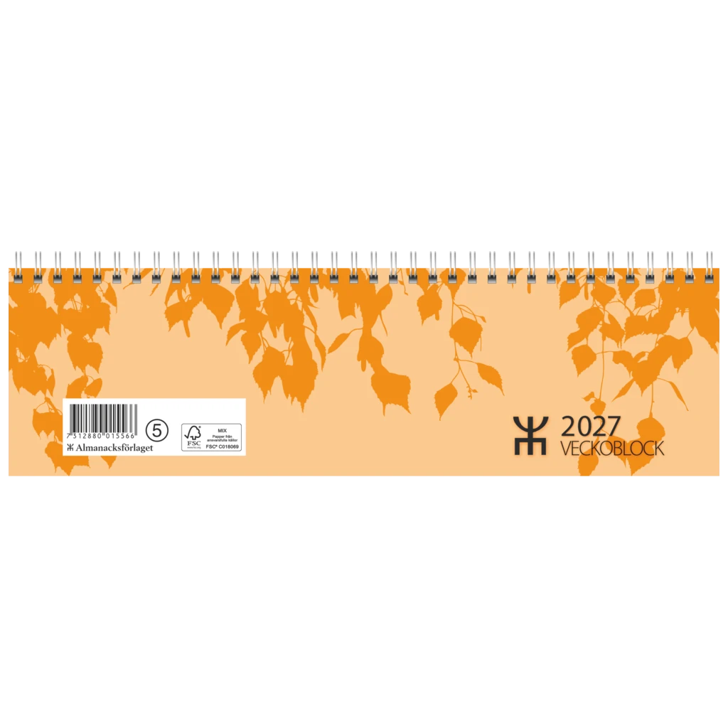 Bordskalender Veckoblock | 31×9 cm, orange
