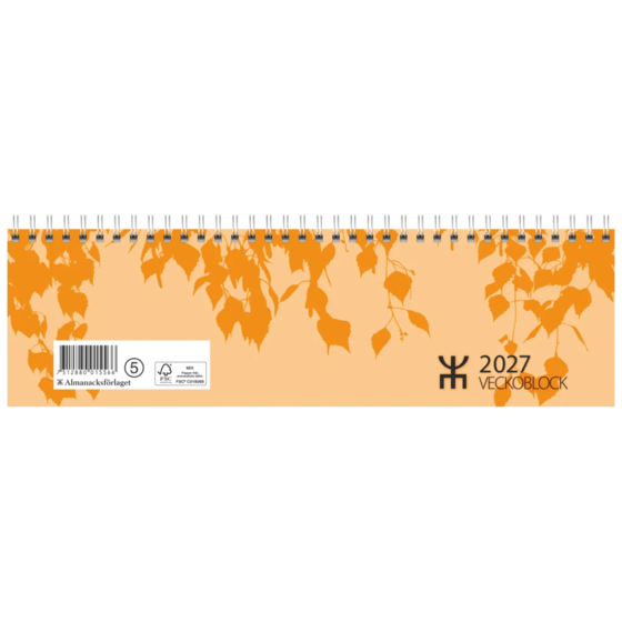 Bordskalender Veckoblock | 31×9 cm, orange