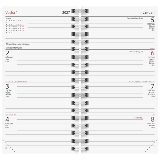 Fickkalender Classic 2027 Refill | A7, kartong