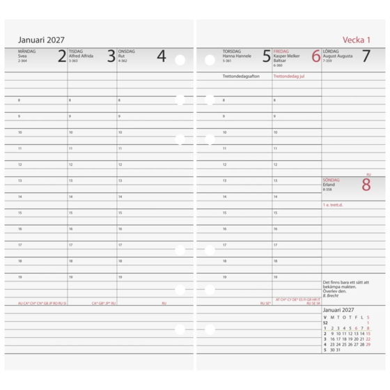 Refill Systemkalender Aplan Diary manager 2026/2027 | 92×168 mm