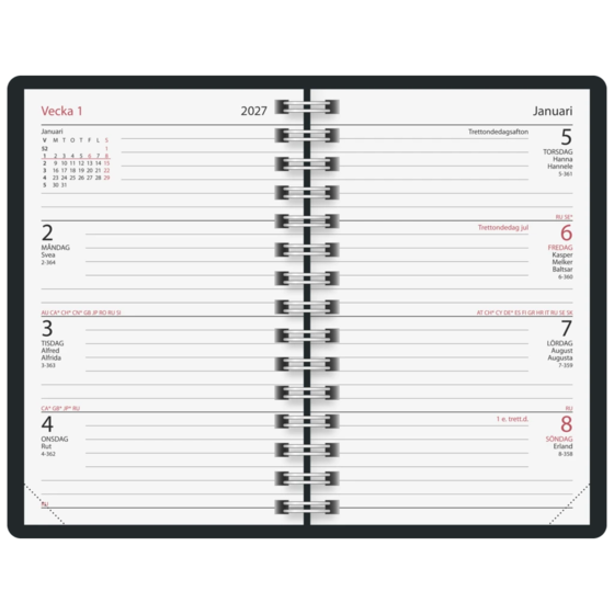 Fickkalender Classico 2027 | 8,2×12,8 cm, plast, svart