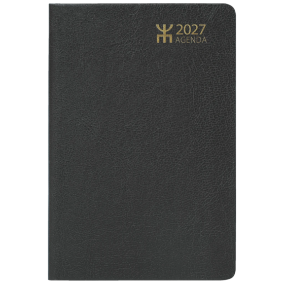 Fickkalender Agenda | 8,2×12,8 cm, läderimitation, svart