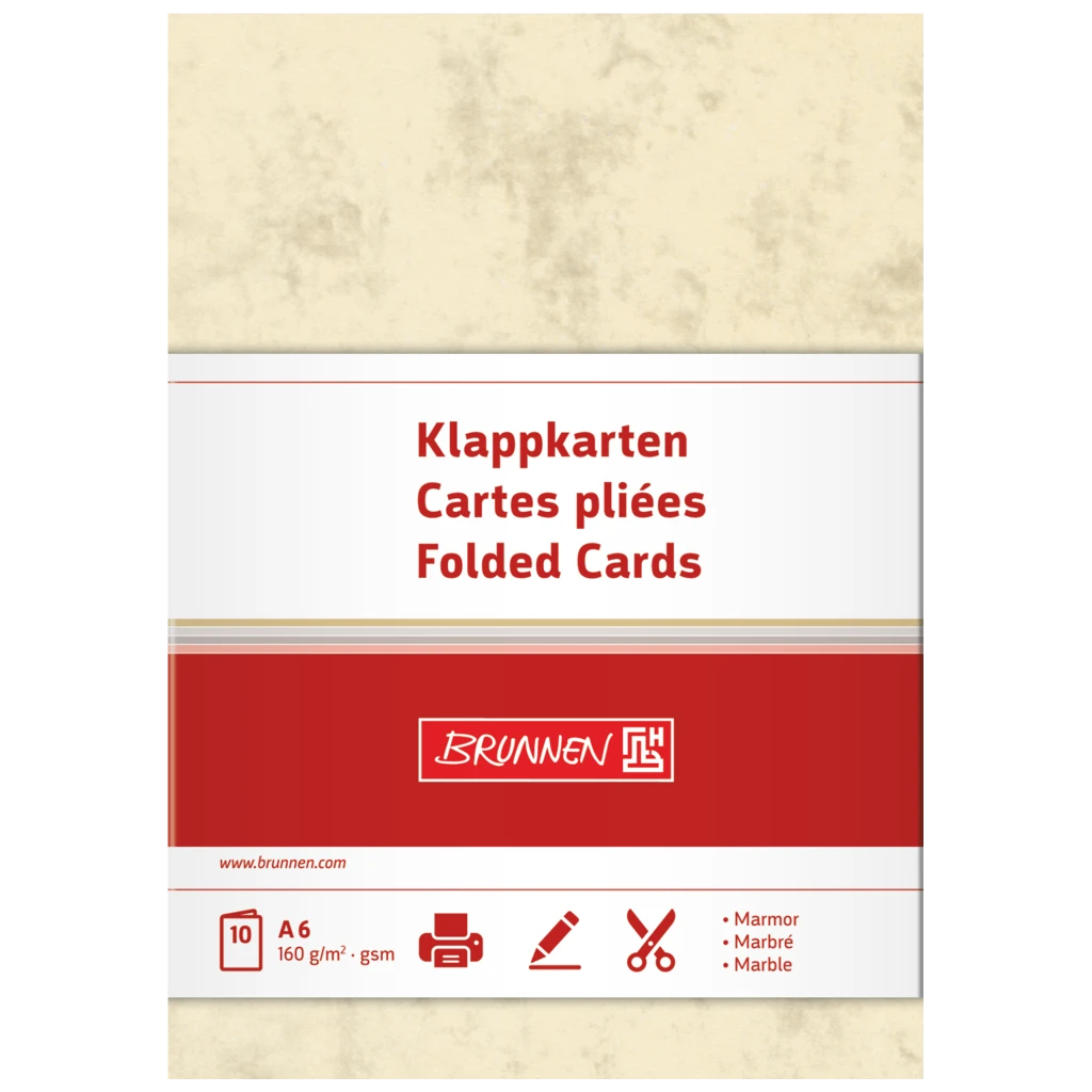 Vikbara kort Universellt papper marmor | A6, 160 g/m², chamois, 10 styck