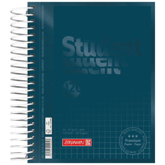 Anteckningsbok för college Premium Student Colour Code | A6, rutat, 120 blad / 240 sidor, denim