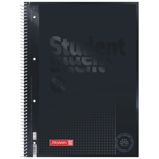 Anteckningsbok Premium Student Colour Code | A4, linjal 26, 80 blad / 160 sidor, onyx