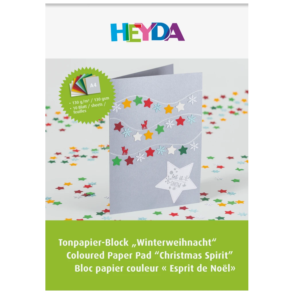 Block av färgat papper “Vinterjul” | A4, 10 blad