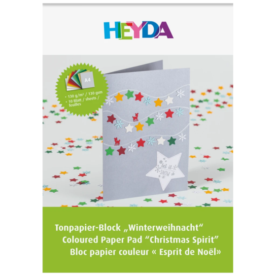 Block av färgat papper “Vinterjul” | A4, 10 blad