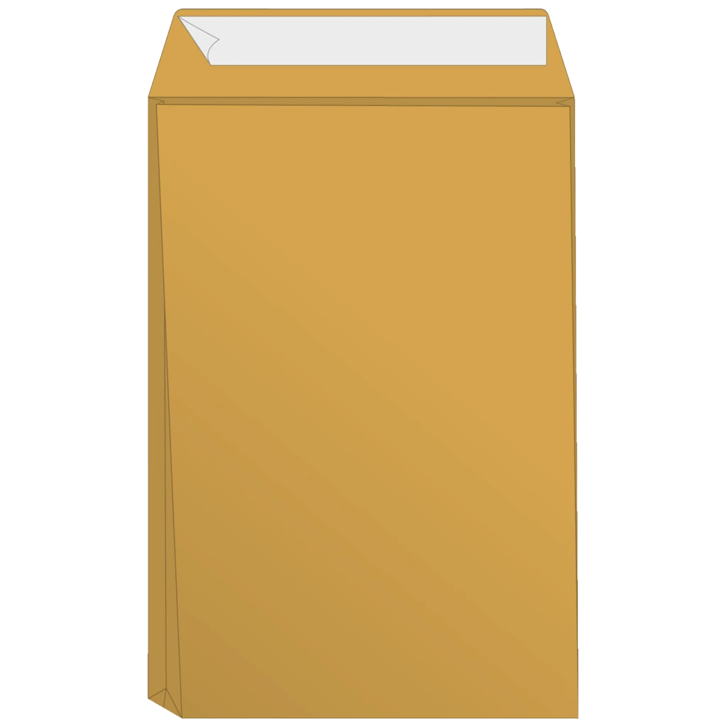 Kuvert med vikbar botten | 250×353 mm, B4, 130 g/m², brun, 5 styck