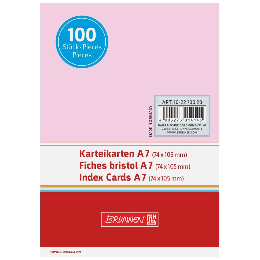 Indexkort | 105×74 mm, A7, blank, röd, 100 styck