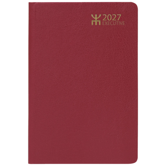 Fickkalender Executive 2027 | 8,2×12,8 cm, läderimitation, röd