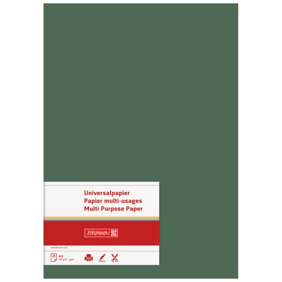 Multifunktionellt papper Universellt papper | A4, 160 g/m², mossgrön, 25 blad