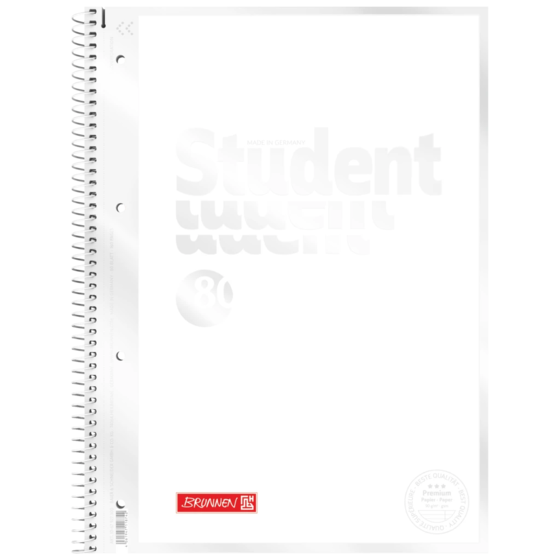 Anteckningsbok för college Premium Student “White” | A4, linjal 27, 80 blad / 160 sidor, vit