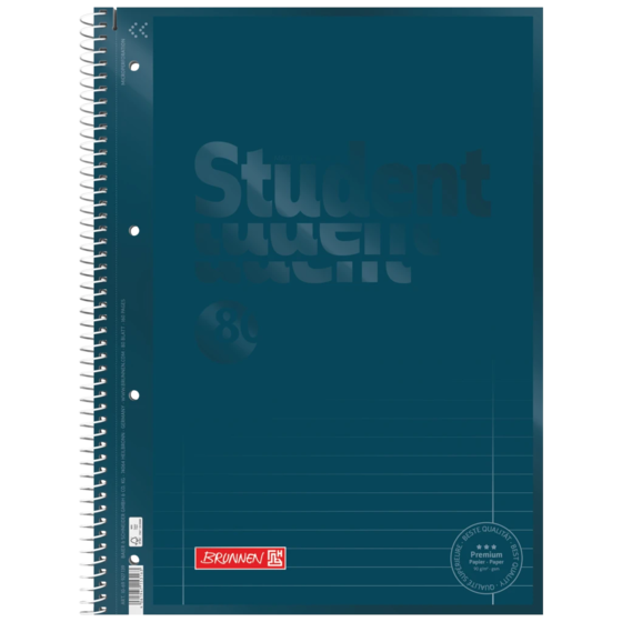 Anteckningsbok Premium Student Colour Code | A4, linjal 27, 80 blad / 160 sidor, denim