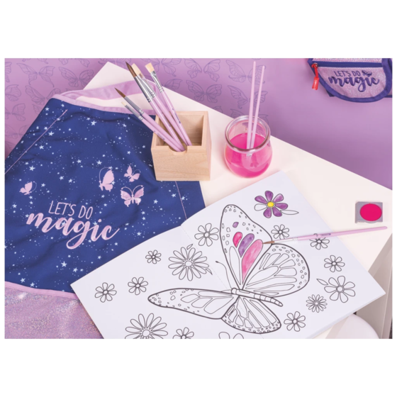 Borstset för skola Magic Butterfly | rosaröd, 8 pensel