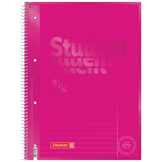 Anteckningsbok för college Premium Student Colour Code, A4, 160 sidor, linjal 25, pink