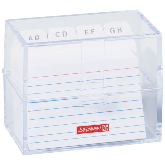Box för indexkort fylld | 85×75×48 mm, A8, genomskinlig