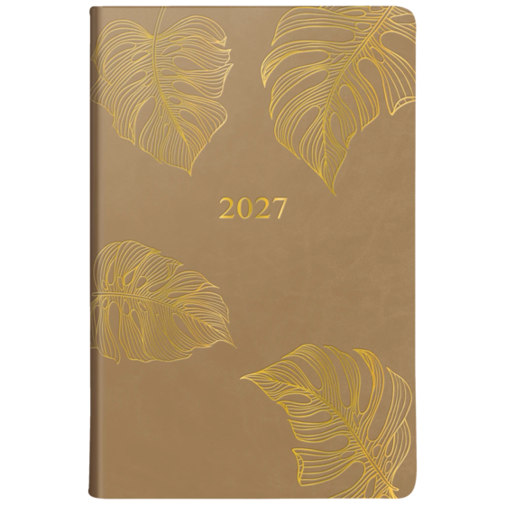 Fickkalender Classico 2027 “Monstera” | 8,2×12,8 cm, läderimitation