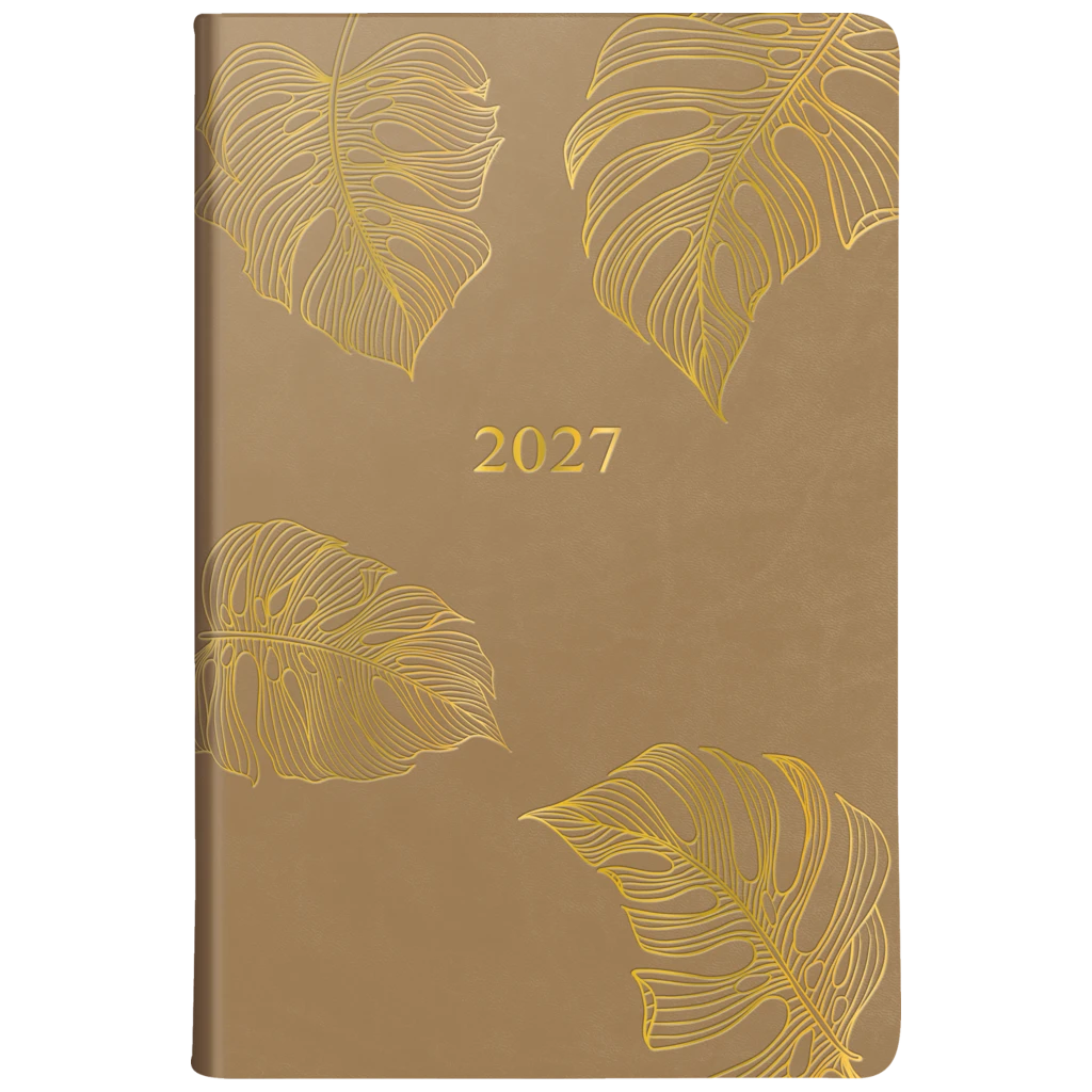 Fickkalender Classico 2027 “Monstera” | 8,2×12,8 cm, läderimitation