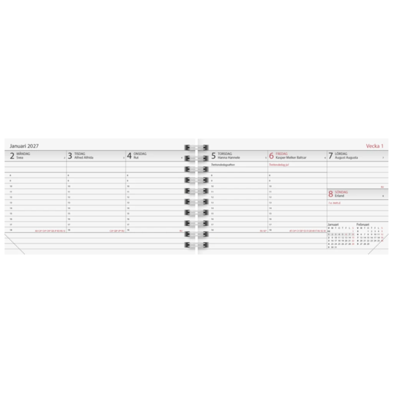 Fickkalender Lilla Plan Wire-O 2027 Refill | 15×9 cm, kartong