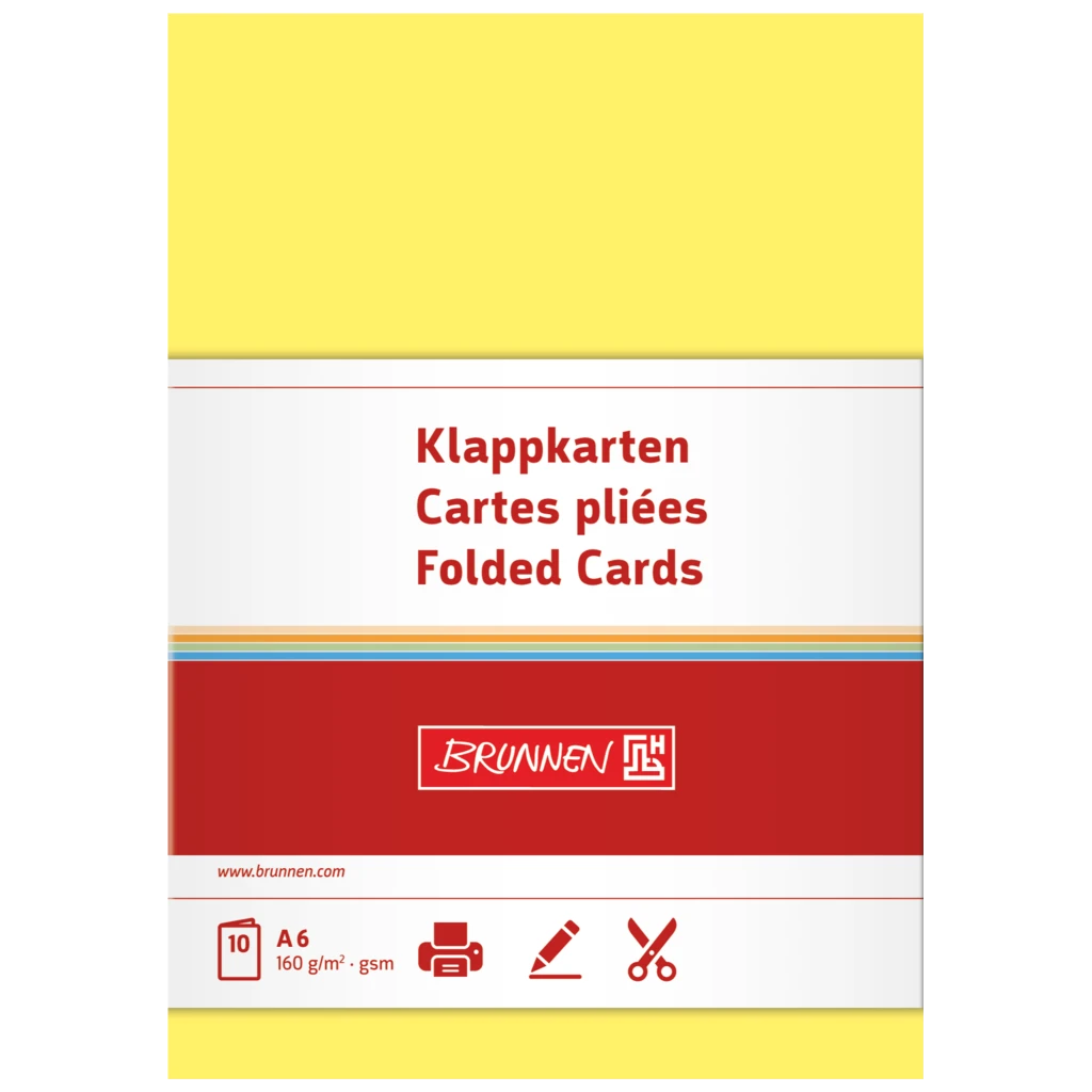Vikbara kort Universellt papper | A6, 105×150 mm, 160 g/m², gul, 10 styck