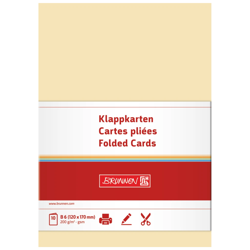 Vikbara kort Universellt papper | B6, 200 g/m², chamois, 10 styck