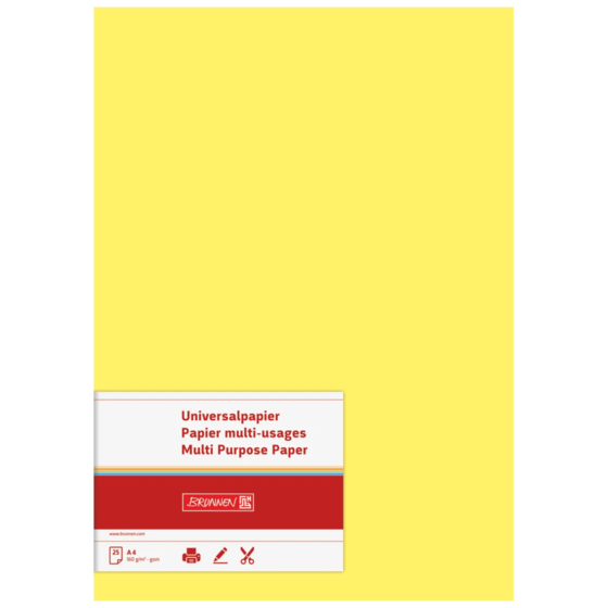 Multifunktionellt papper Universellt papper | A4, 160 g/m², gul, 25 blad