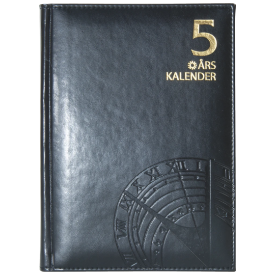 Fickkalender 5-årsdagbok | A5, läderimitation, svart