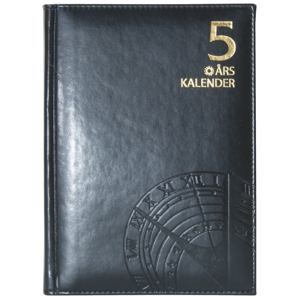 Fickkalender 5-årsdagbok | A5, läderimitation, svart