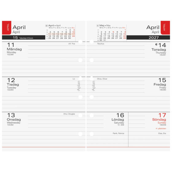 Refill Systemkalender Aplan Pocket classic 2026/2027 | 82×128 mm