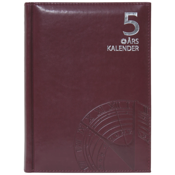 Fickkalender 5-årsdagbok | A5, läderimitation, bordeaux