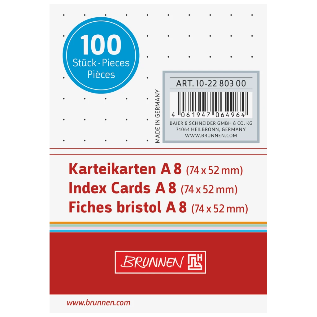 Indexkort | 74×52 mm, A8, dottad, vit, 100 styck
