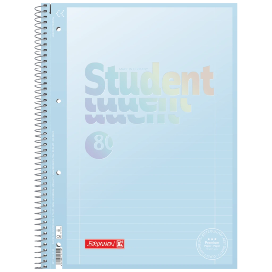 Anteckningsbok Premium Student “Pastell” | A4, linjal 27, 80 blad / 160 sidor, pastellblå