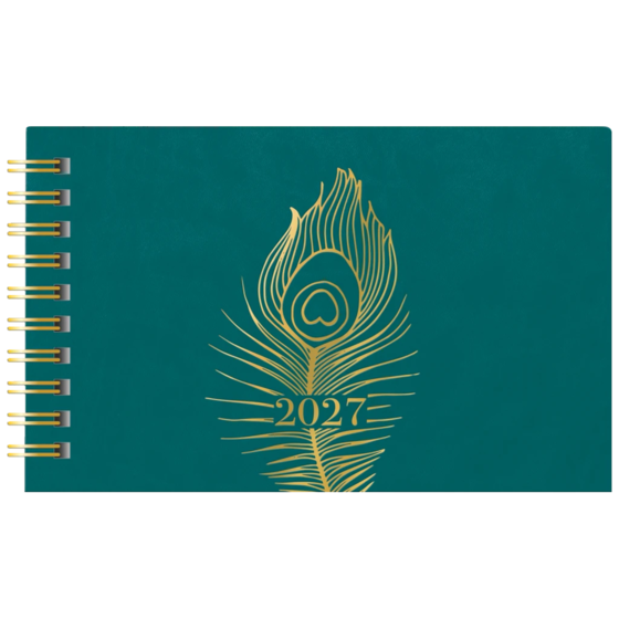 Fickkalender Lilla Plan 2027 “Peacock” | 15×9 cm, läderimitation