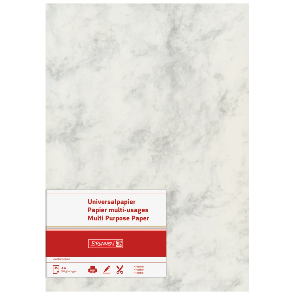Multifunktionellt papper Universellt papper marmor | A4, 120 g/m², grå, 35 blad