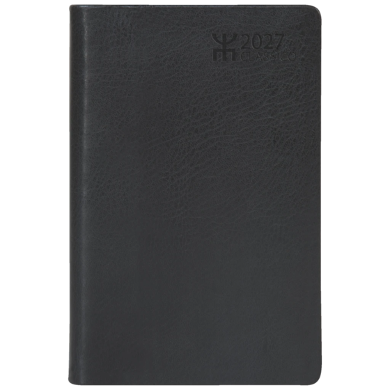 Fickkalender Classico 2027 | 8,2×12,8 cm, läderimitation, svart