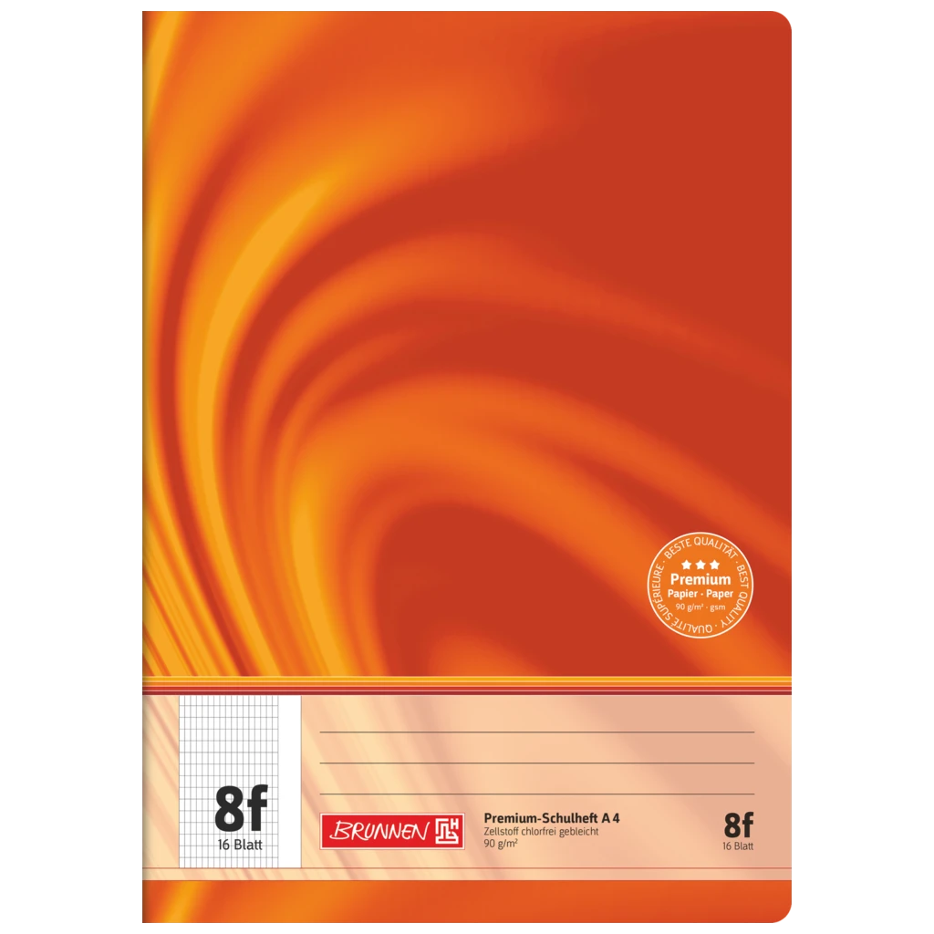 Övningsbok Premium Vivendi | A4, linjal 8f, 16 blad / 32 sidor, orange