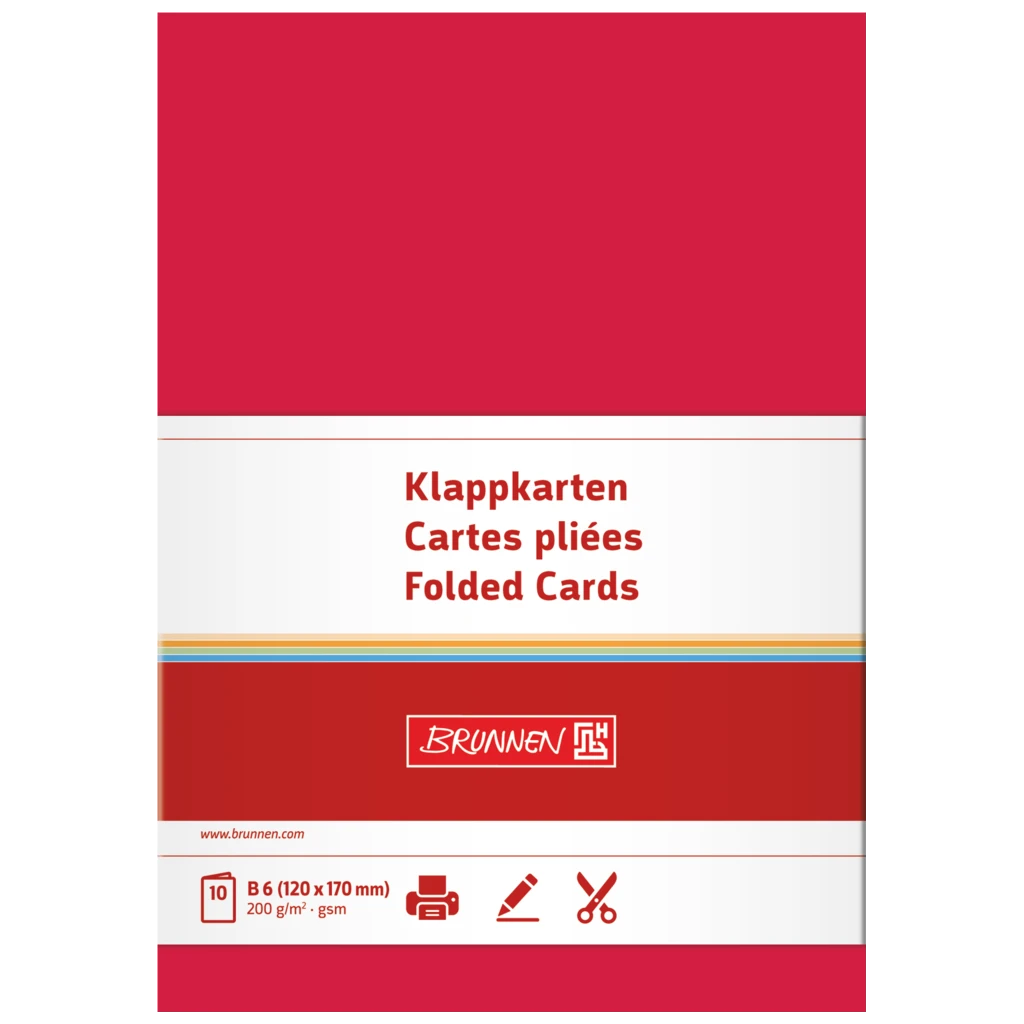 Vikbara kort Universellt papper | B6, 200 g/m², medelröd, 10 styck