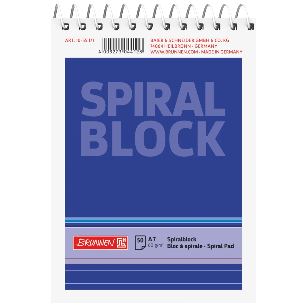Spiralformat anteckningsblock | A7, linjerat, 50 blad / 100 sidor, blå