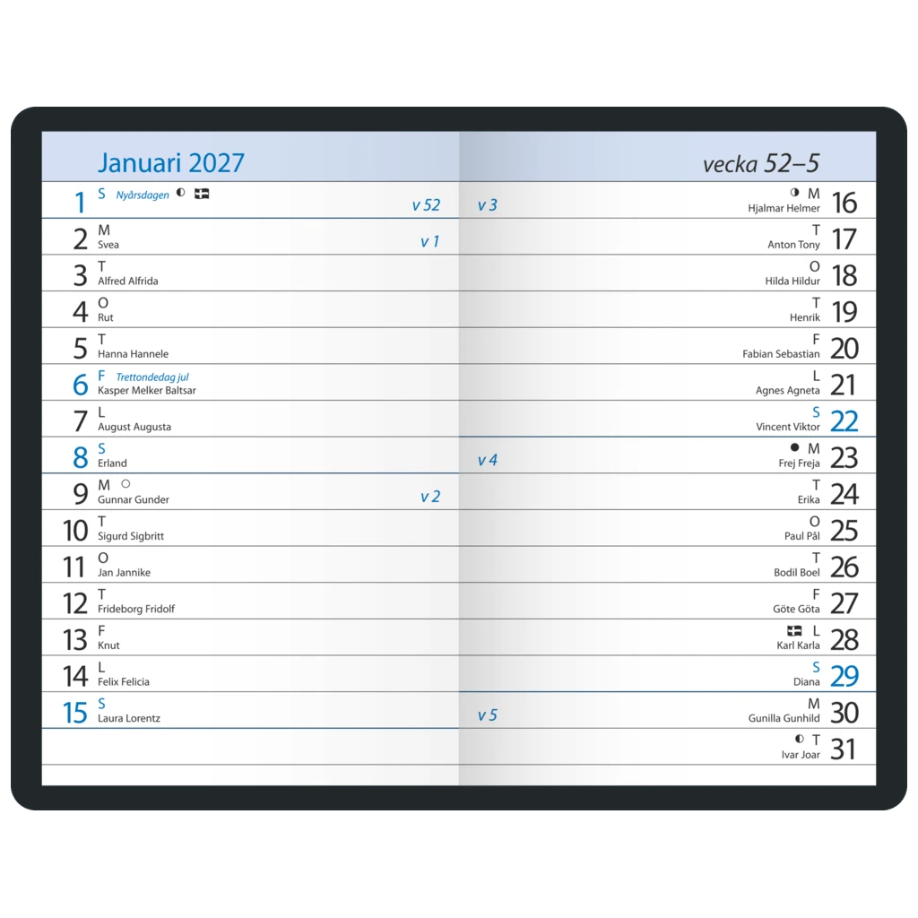 Fickkalender Lilla Notes | 7,2×10,2 cm, kartong, svart