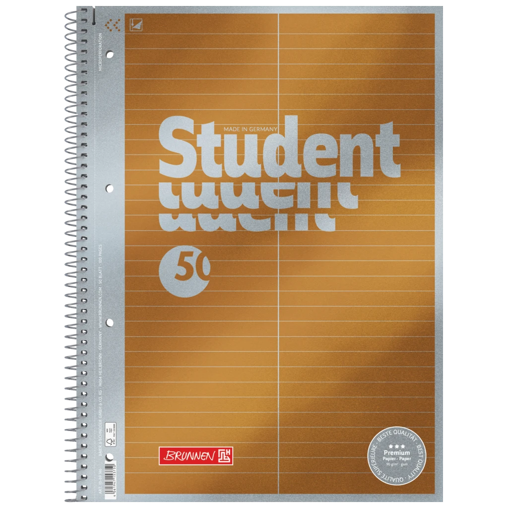 Collegeblock Premium Student „Vokabeln“ | A4, Lineatur 53, 50 Blatt, gelb