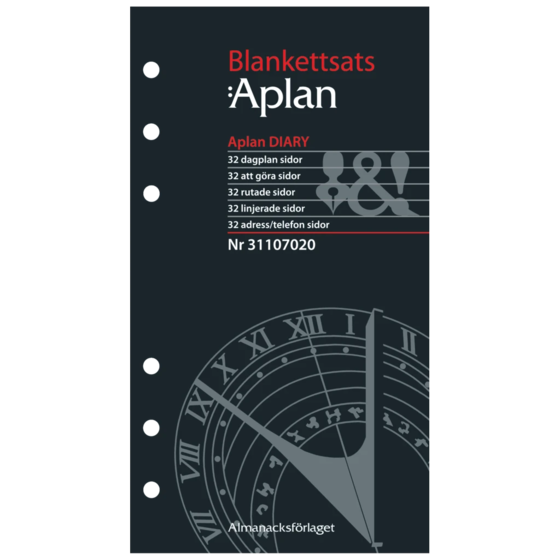Blankettsats Systemkalender Aplan Diary | 9,2×16,8 cm