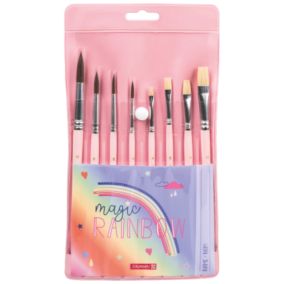 Borstset för skola Magic Rainbow | rosa, 8 pensel