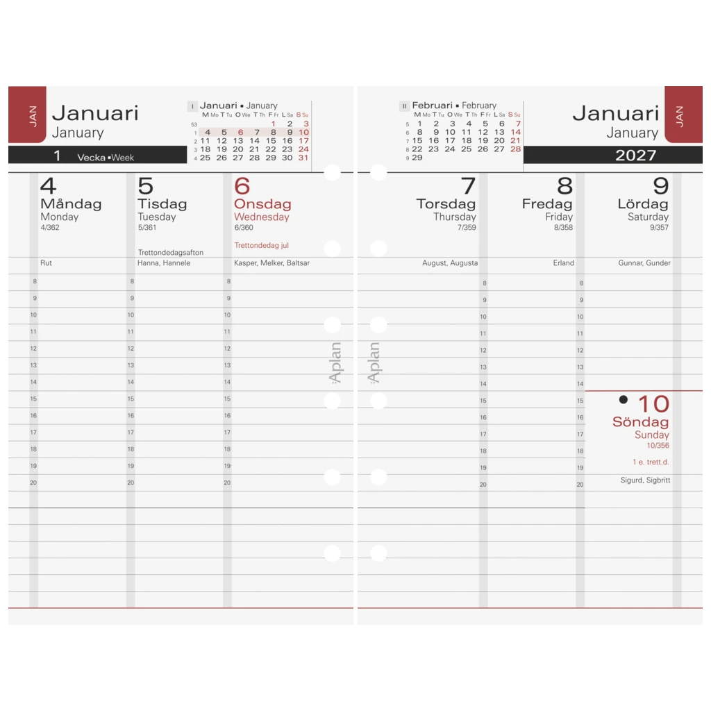 Refill Systemkalender Aplan Pocket executive 2026/2027 | 82×128 mm