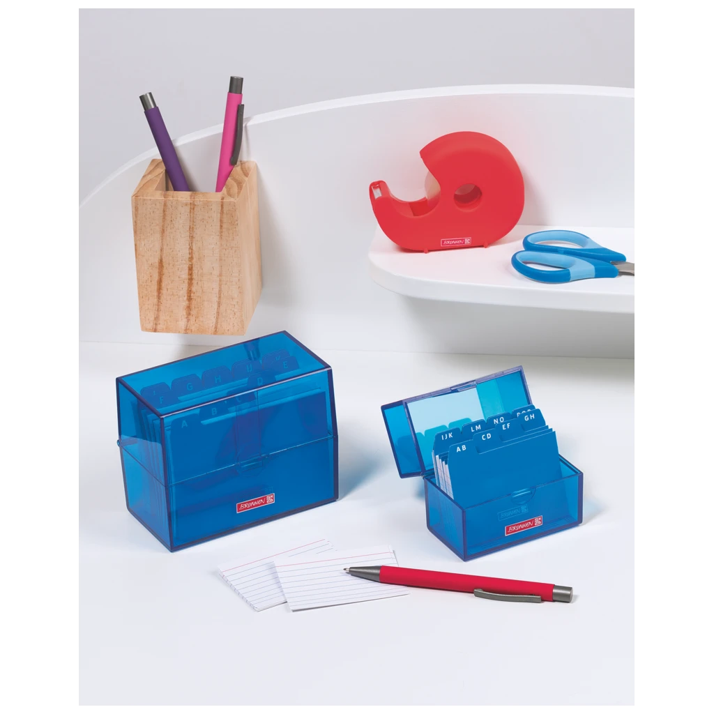 Box för indexkort Colour Code fylld | 85×75×48 mm, A8, azur