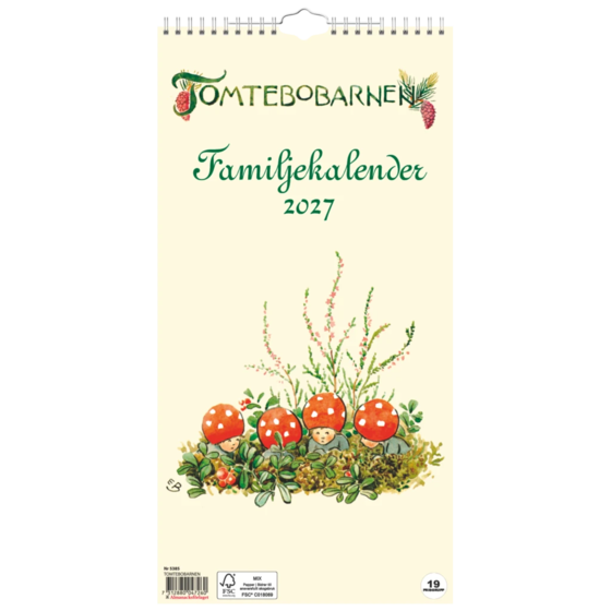 Familjekalender Tomtebobarnen 2027 | 22×43 cm