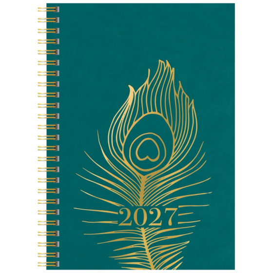 Fickkalender Dagbok “Peacock” Wire-O | A5, läderimitation