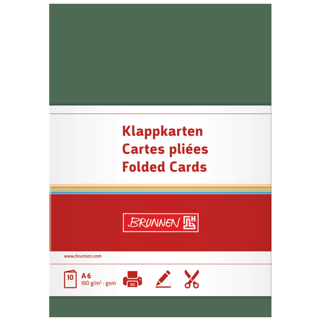 Vikbara kort Universellt papper | A6, 105×150 mm, 160 g/m², mossgrön, 10 styck